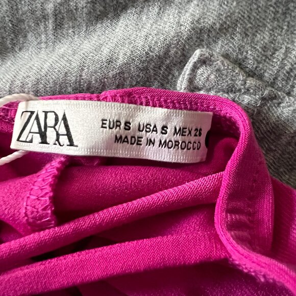 ZARA Fuchsia Draped Midi Dress Size S - Picture 5 of 5